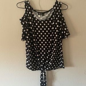 Cute Peek a Boo Polka Dot Shoulder Top!